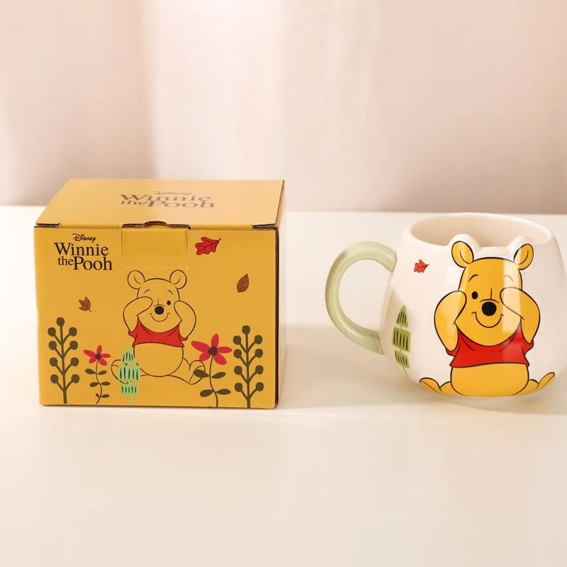 480ML Disney Girl High-looking Ceramic Pot Belly Cup Cute Breakfast Coffee Cup Winnie The Pooh Cartoon Animation Water Cup