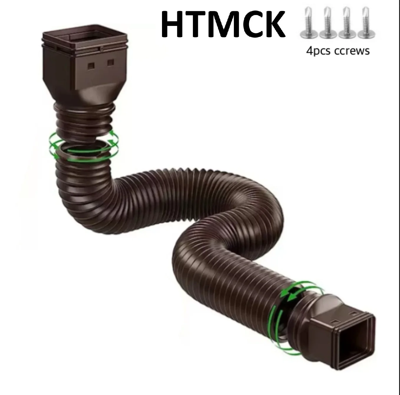 HTMCKFlexible PE Extendable Downspout Extender Rain Gutter Drainage Extension Pipe for Outdoor Villa Round Downspouts