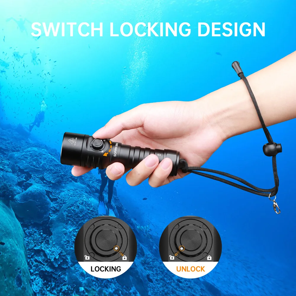 Sofirn SD06 Diving Flashlight SFT70 3200lm Rechargeable Underwater Deep Scuba Torch Dive LED Light Powerful 21700 Under 100M