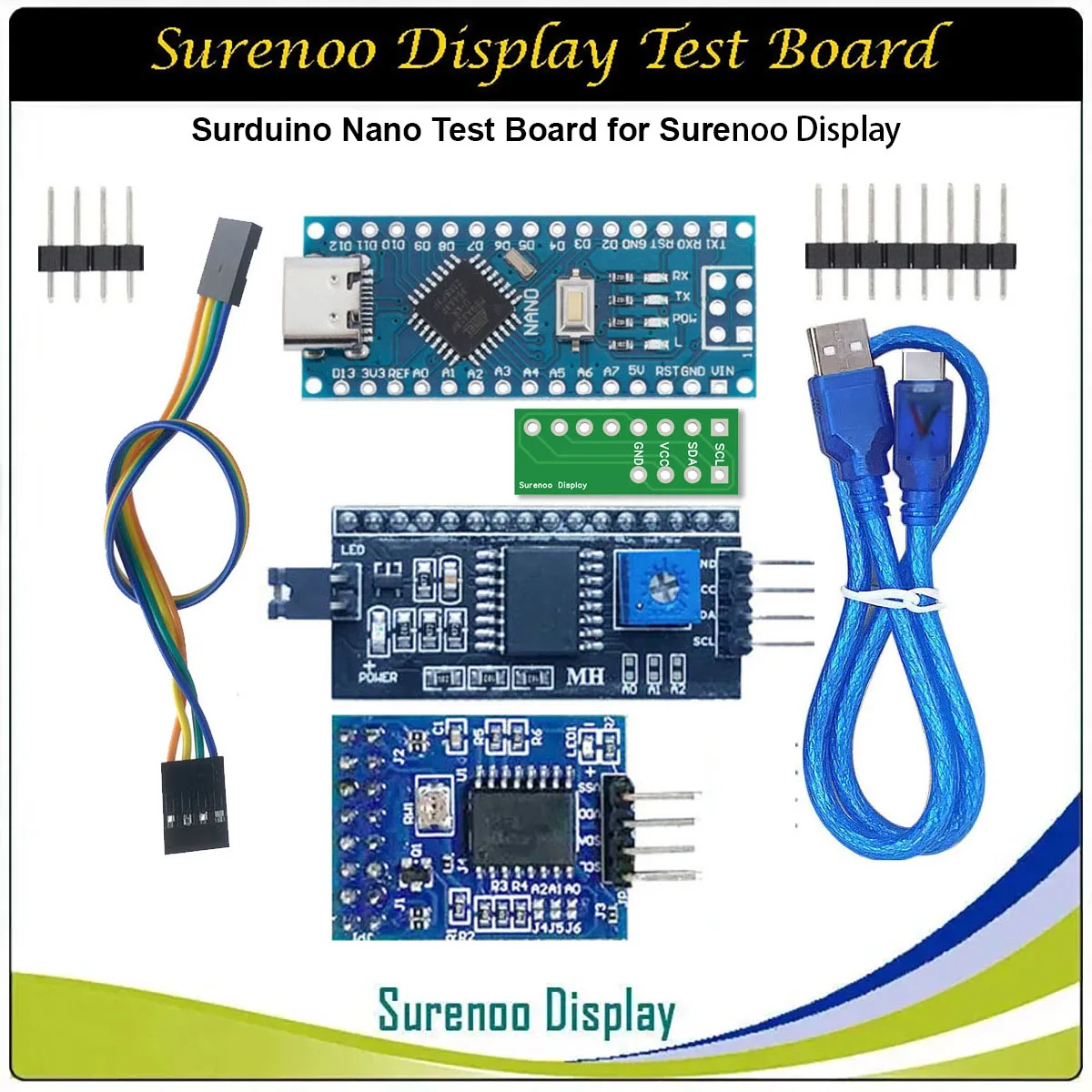 Surenoo Character LCD Module OLED VFD Parallel IIC I2C STC89C52 ATMega328P Surduino UNO Nano Mini Test Board