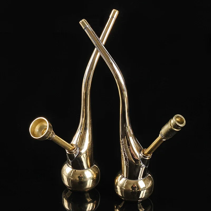 1Pcs Held 2-purpose Mini Hookah Brass Portable Tobacco Shisha Water Pipes for Smoking Cigarette Accessories