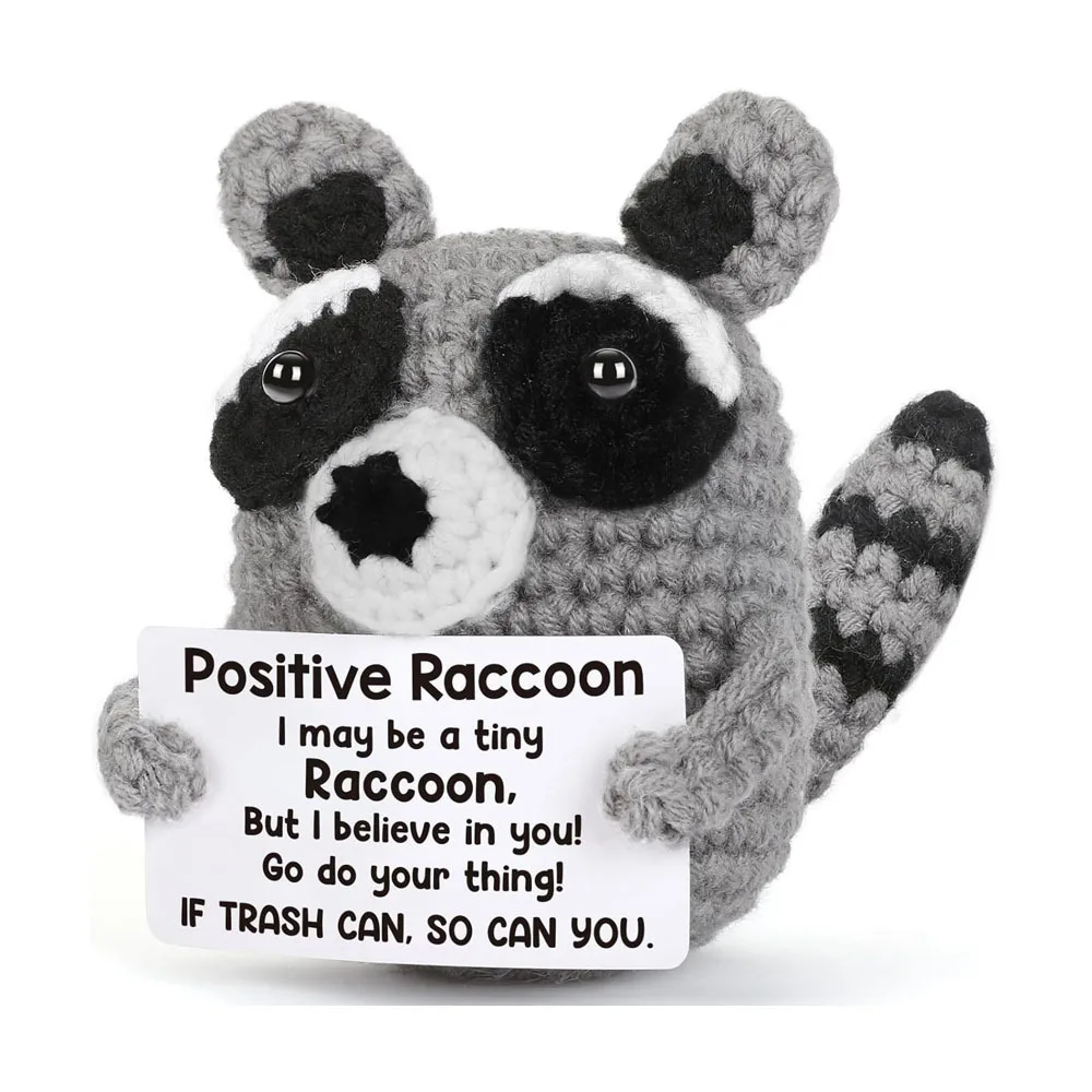 Handmade Positive Crochet Animals Gift for Birthday, Anniversary, Thanksgiving Halloween Christmas Funny Gifts for Women, Men