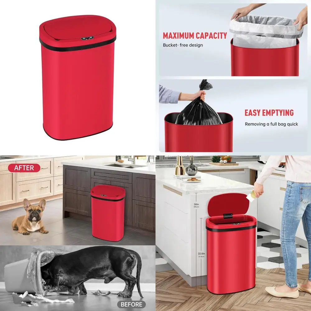 

50L Touchless & Motion-Sensor Stainless Steel Kitchen Trash Bin with Anti-Fingerprint Design