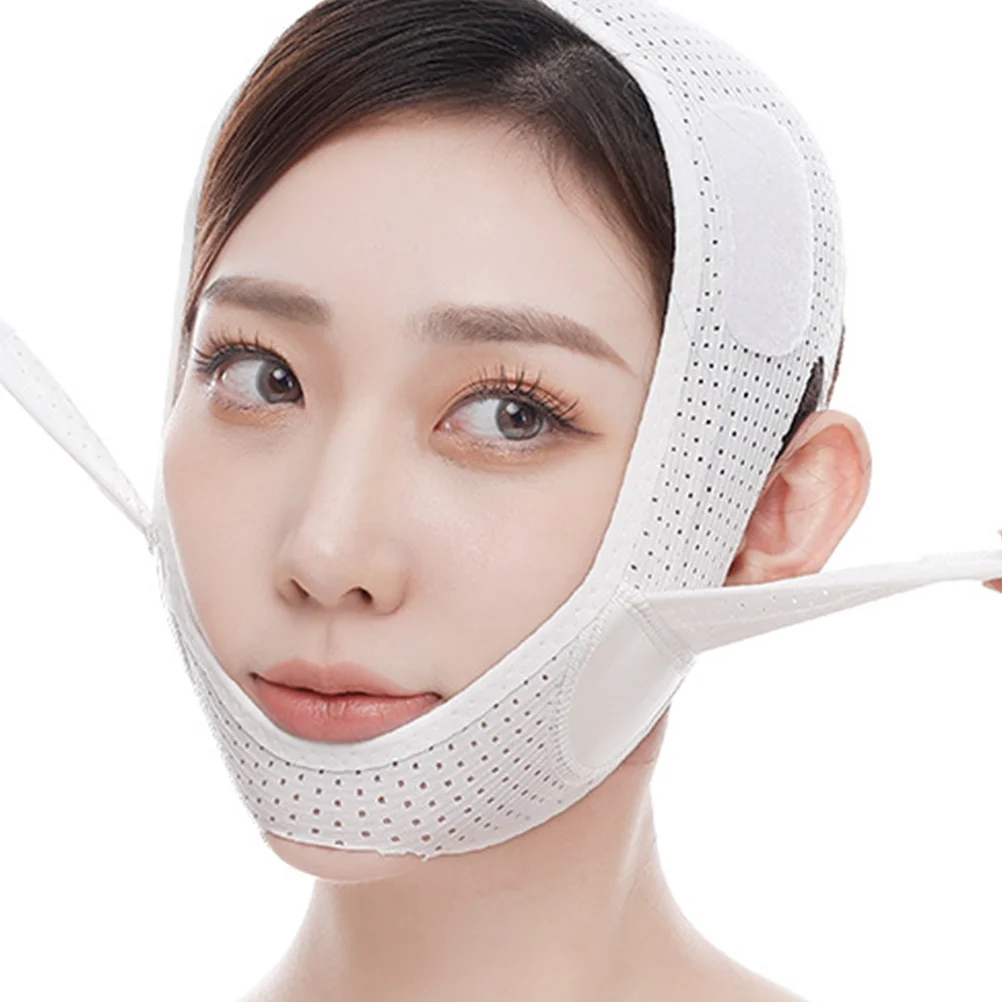 Vフェイスシェイプバンド　肌に優しい通気性のある顎リフトベルト　顔痩せ・引き締め・輪郭形成　睡眠中・視聴中・自宅で使用可能