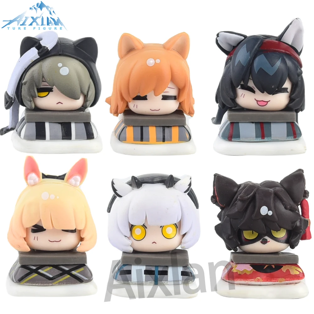 Aixlan 6PCS SET Arknights Figure Grani Cute Sleeping Position 4CM Morgan Meteor PVC Action Figure Amine Collectible Figurine