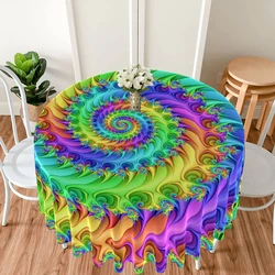 1 Piece of Colorful Vortex Circular Tablecloth with Waterproof Colorful Technology Pattern Dining Table Cover 63 inch