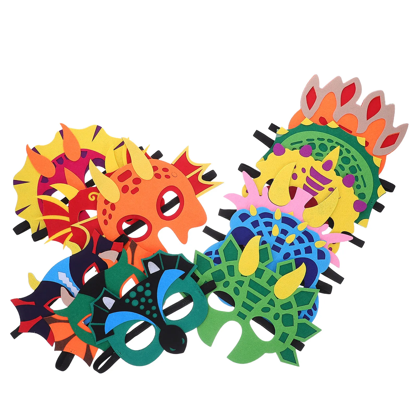 

12 шт. масок для детей в стиле динозавров, мягкие дышащие маски из фетра, реквизит для костюмов на Хэллоуин, день рождения, карнавал