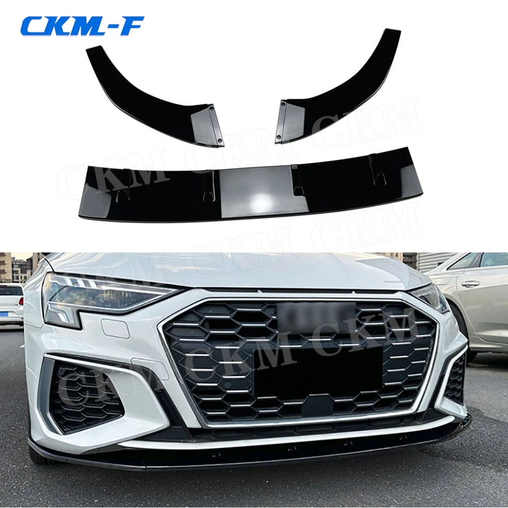 

for Audi A3 S3 8Y 2021+ ABS Front Bumper Lip Spoiler Splitters Chin Car Bumper Guard Body Kits Accessories