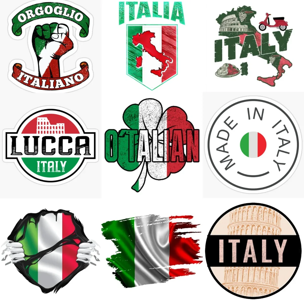 

Italy Italia Flag Map Emblem Creative Pvc Car Stickers for Car Truck Bicycle Window Helmet Wall Decoration Accessories