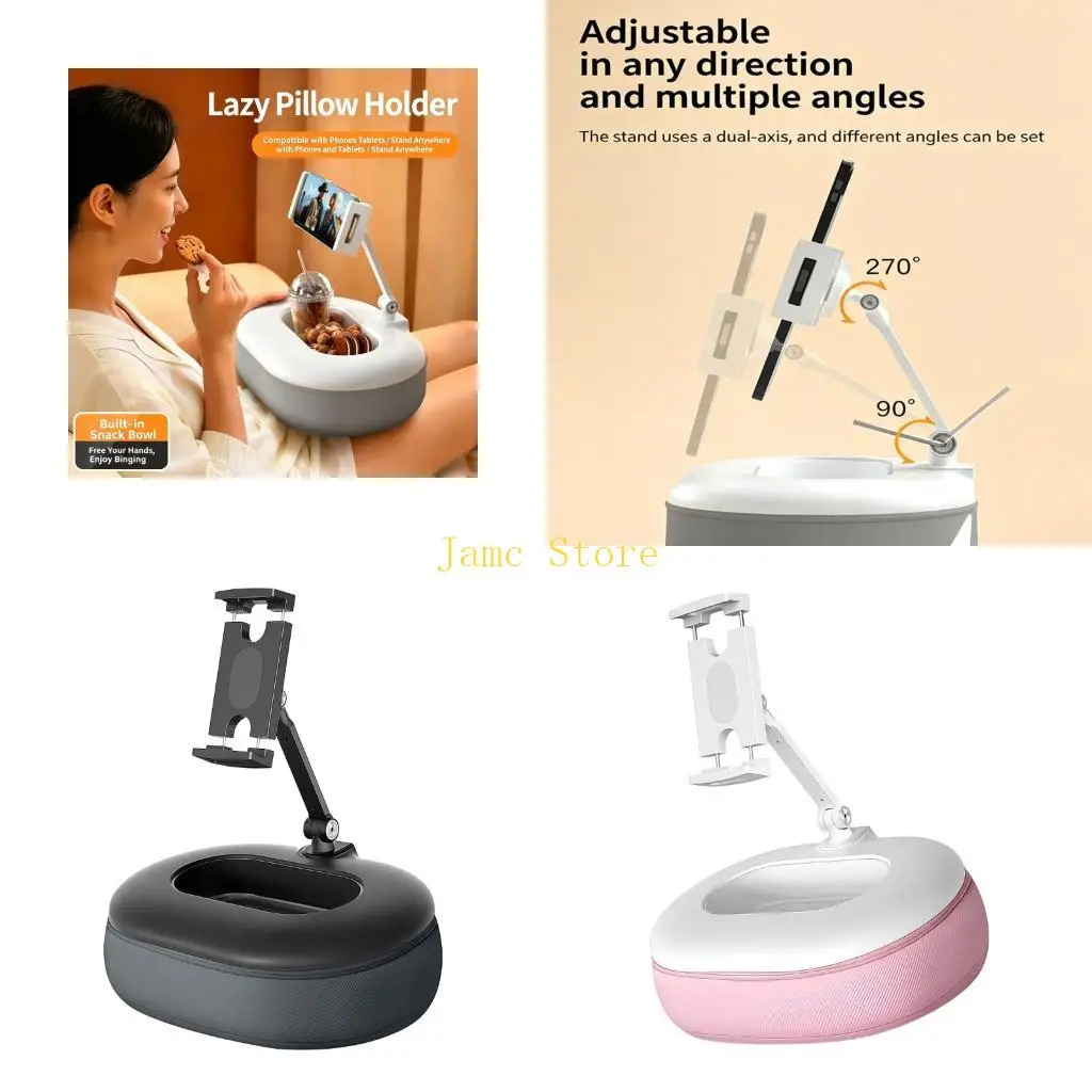 

LX0B Space Saving Phone Stand With Removable Snacks Container And Flexible Positioning