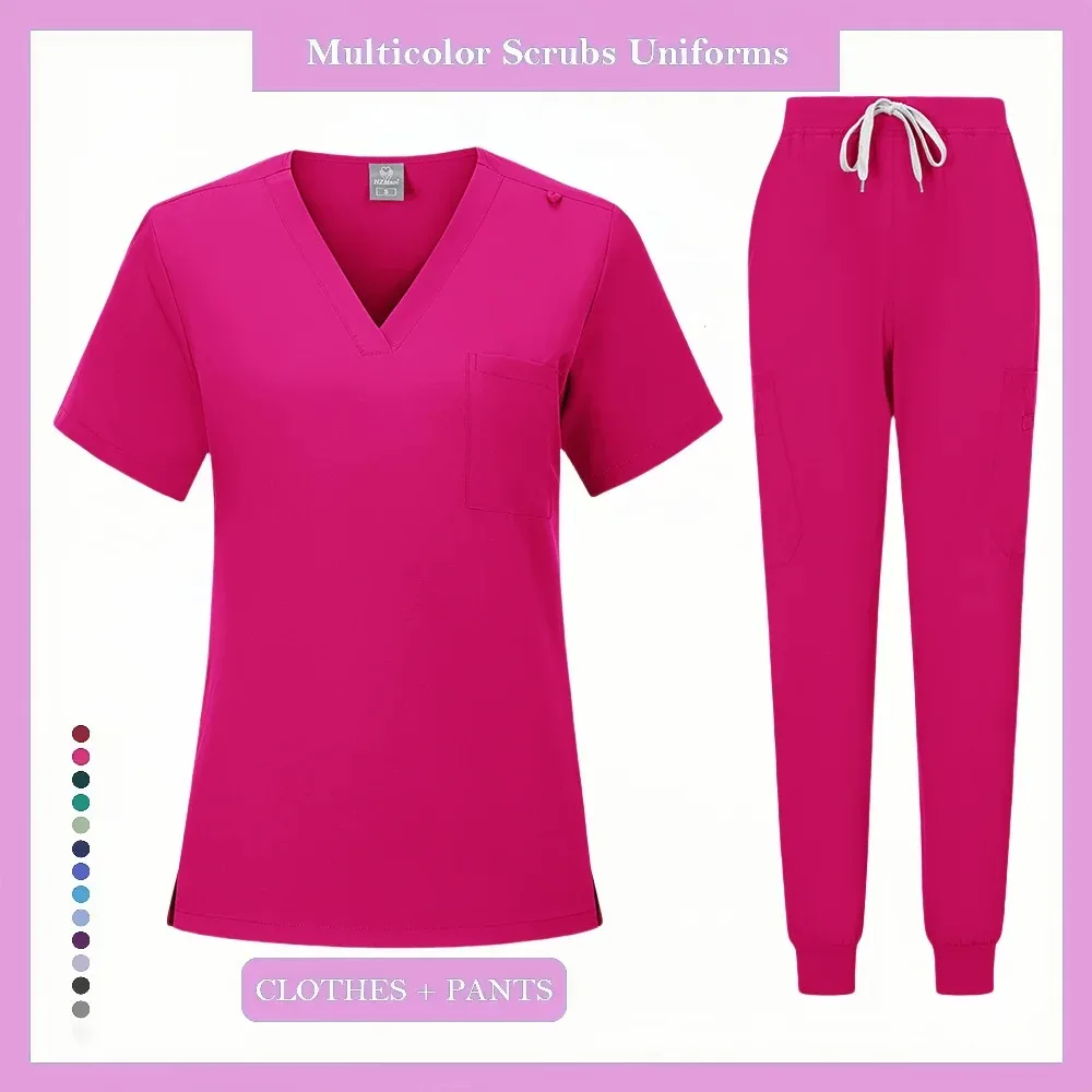 ナース女性の外科スクラブヘルスケア看護スクラブ制服薄型通気性ドクター作業服医療アクセサリー歯科スクラブ