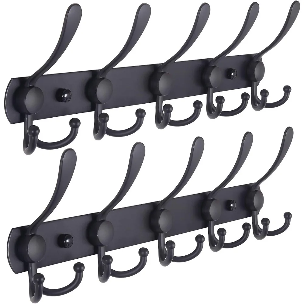 

Coat rack wall mounted - 5 triple hooks, stainless steel, metal coat, towel, purse, bathrobe, mud room bathroom entryway