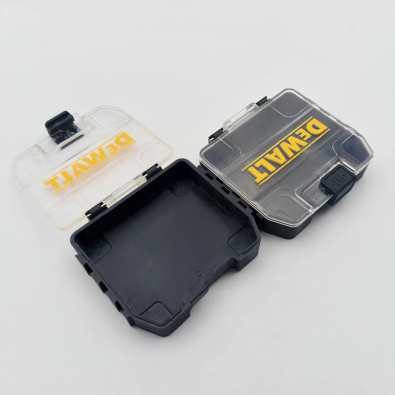 Immagine 6: DEWALT Set di 2 Contenitori Piccoli, Scatole Organizzative in Plastica Nera con Coperchi Trasparenti per Punte e Piccole Parti