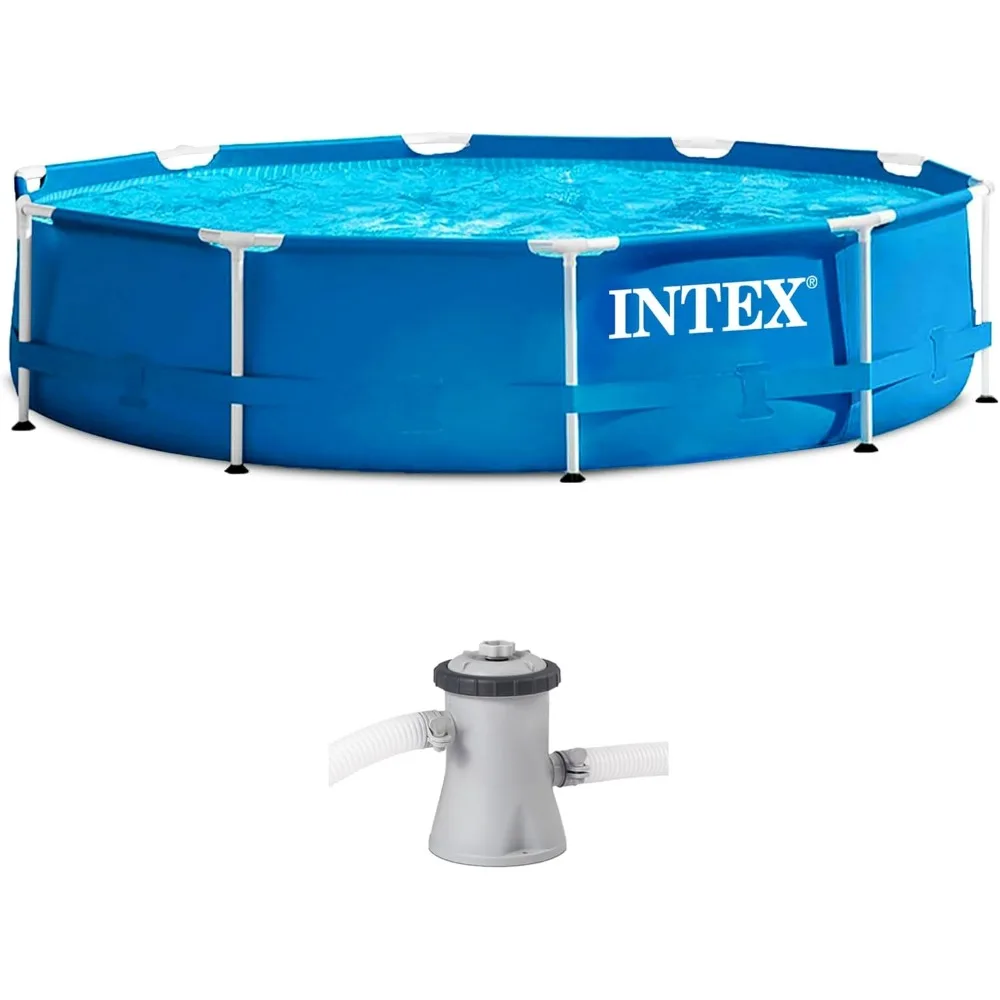 

INTEX 28201EH Металлический каркас надземного бассейна: 10 футов x 30 дюймов — включает в себя картриджный фильтрующий насос емкостью 330 графин в час — устойчив к проколам