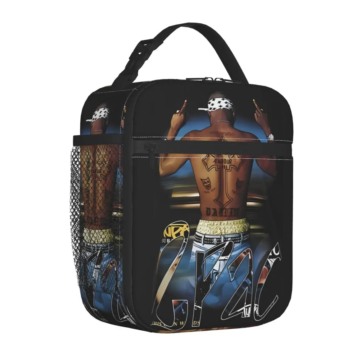 Tupac Hip Hop Insulated Lunch Bags Cooler Bag Reusable Lunch Container Music Portable Tote Lunch Box for Men Women School Picnic