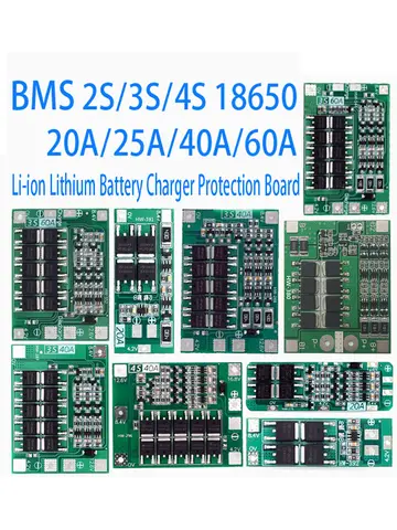 2S 3S 4S Li-ion Bateria de Lítio 18650 Carregador Placa de Proteção BMS 20A 25A 40A 60A Melhorar Equilíbrio com Equilíbrio Para Motor de Broca