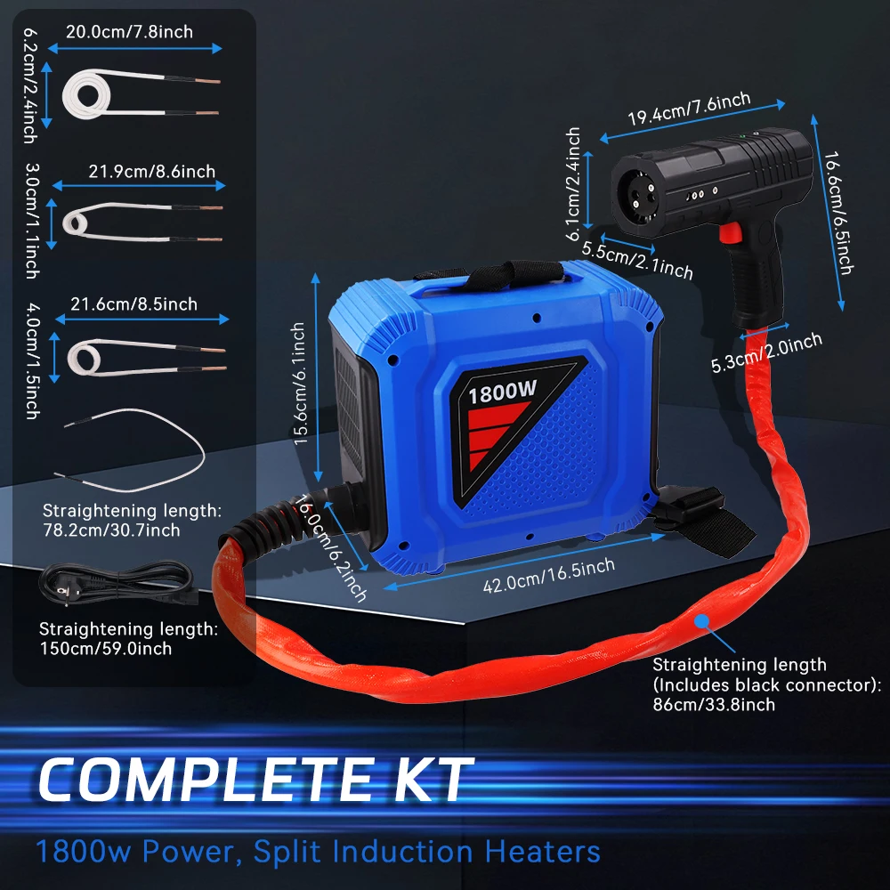 Podofo 1800W Induktionsheizgerät-Set, 8s Aufheizzeit, Induktions-Entfernungswerkzeug für Rostmuttern, Handgerät ohne Flamme mit 4 Spulen – Detail 2