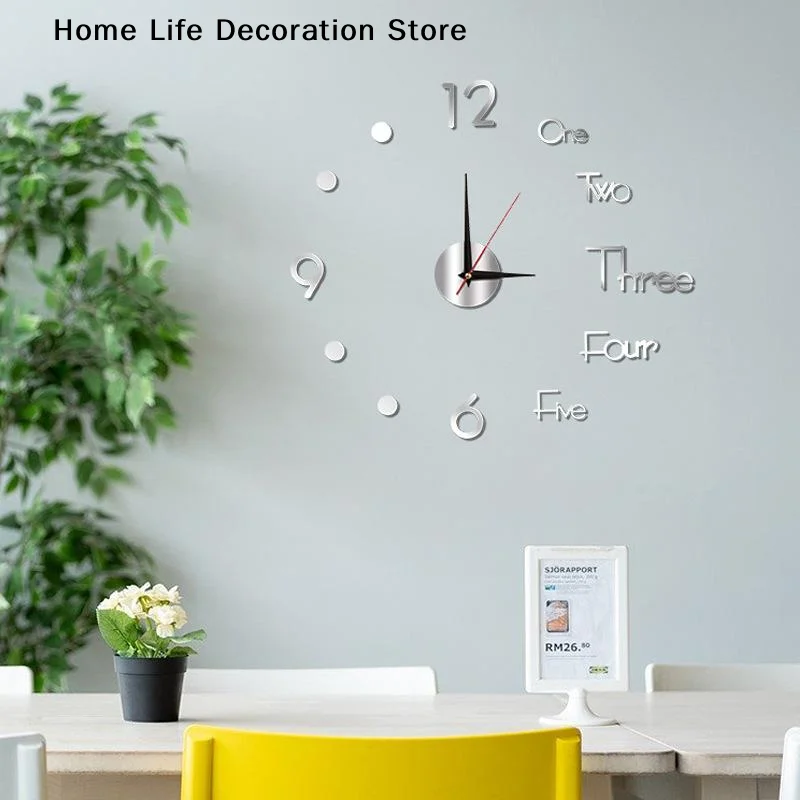 【H】Luminous DIY Wall Clock Glow In The Dark Silent Non Ticking Perfect For Home Office Wall Decor
