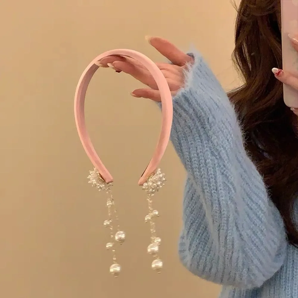 

Creative Satin Tassel Bell Hair Band Butterfly Elegant Ethnic Style Hair Hoop Pendant Crystal Pearl Headband Women