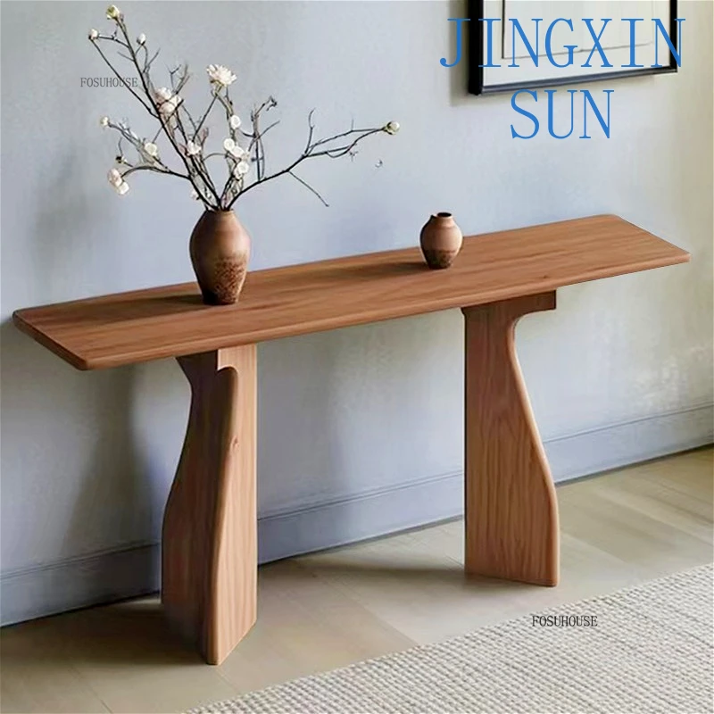 Modern Chinese Solid Wood Console Table Minimalist Entryway Tables Narrow Side Corridor Decorative Furniture Living Room Table