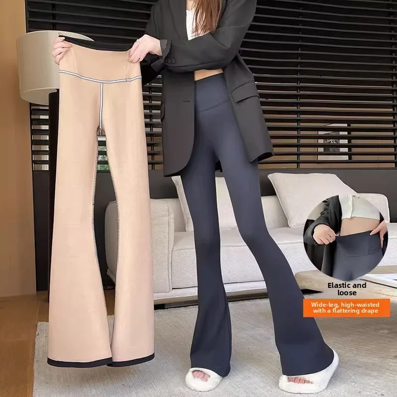 Cintura alta queimado calças de yoga feminino bla bootcut primavera outono emagrecimento casco calças casuais pequena estatura