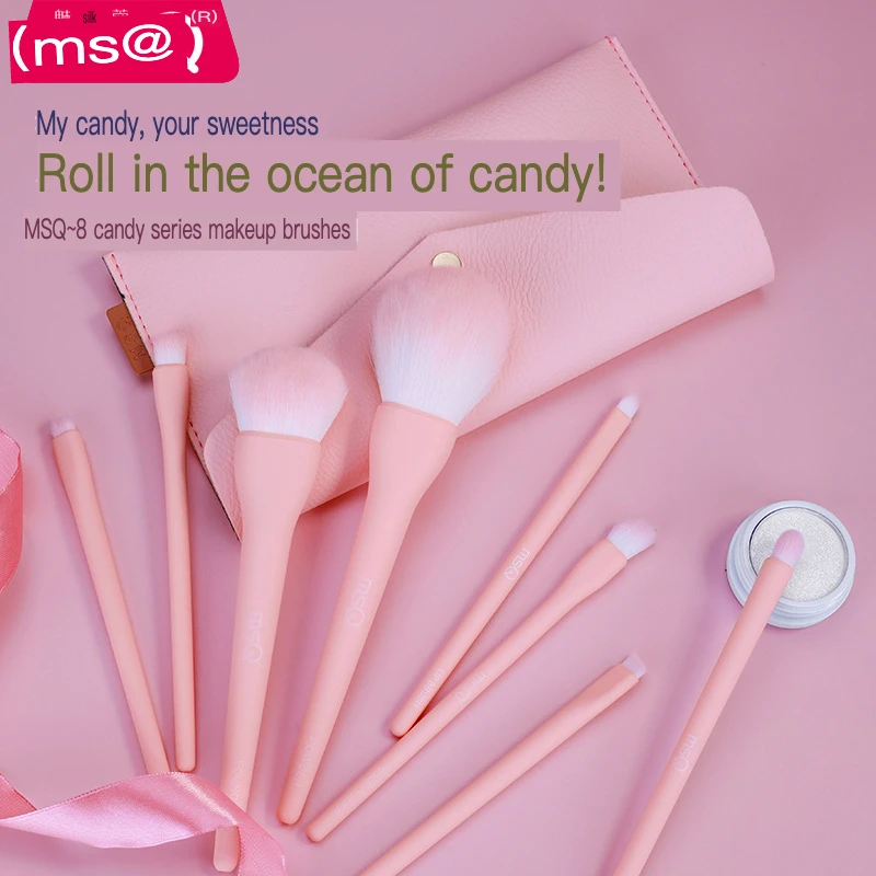 MSQ/Maxico 8-Piece Makeup Brush Set Candy-Colored Beginner-Friendly Eye Shadow Application Tools for Easy Makeup Application