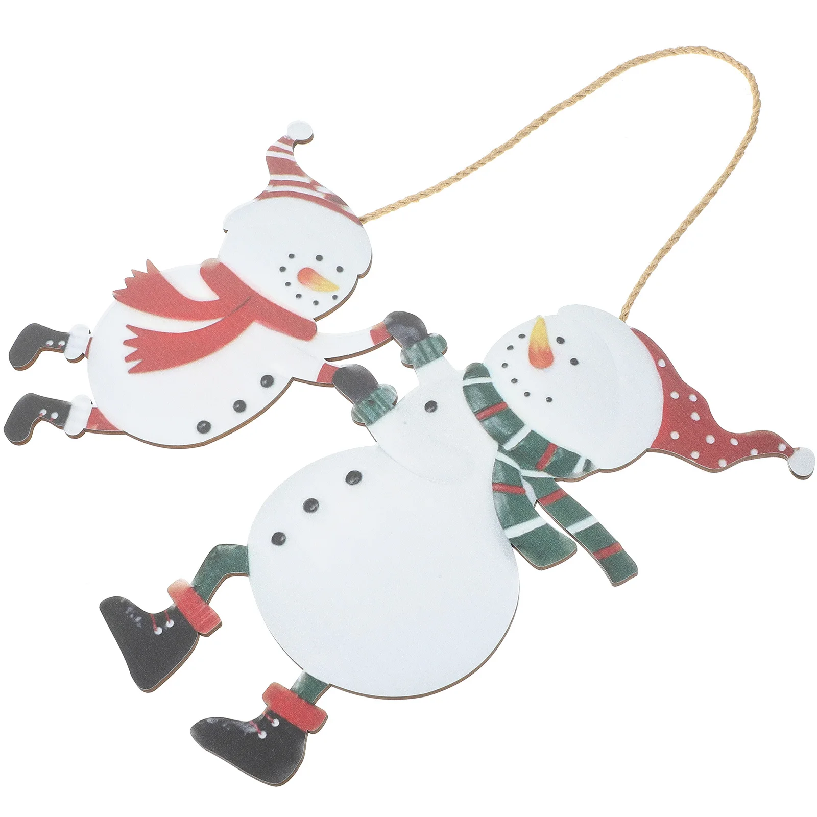 

2pcs Wooden Hanging Tag Christmas Snowman Pendant Round Decor For Holiday Party Door Wall Xmas Decoration Festive Sign