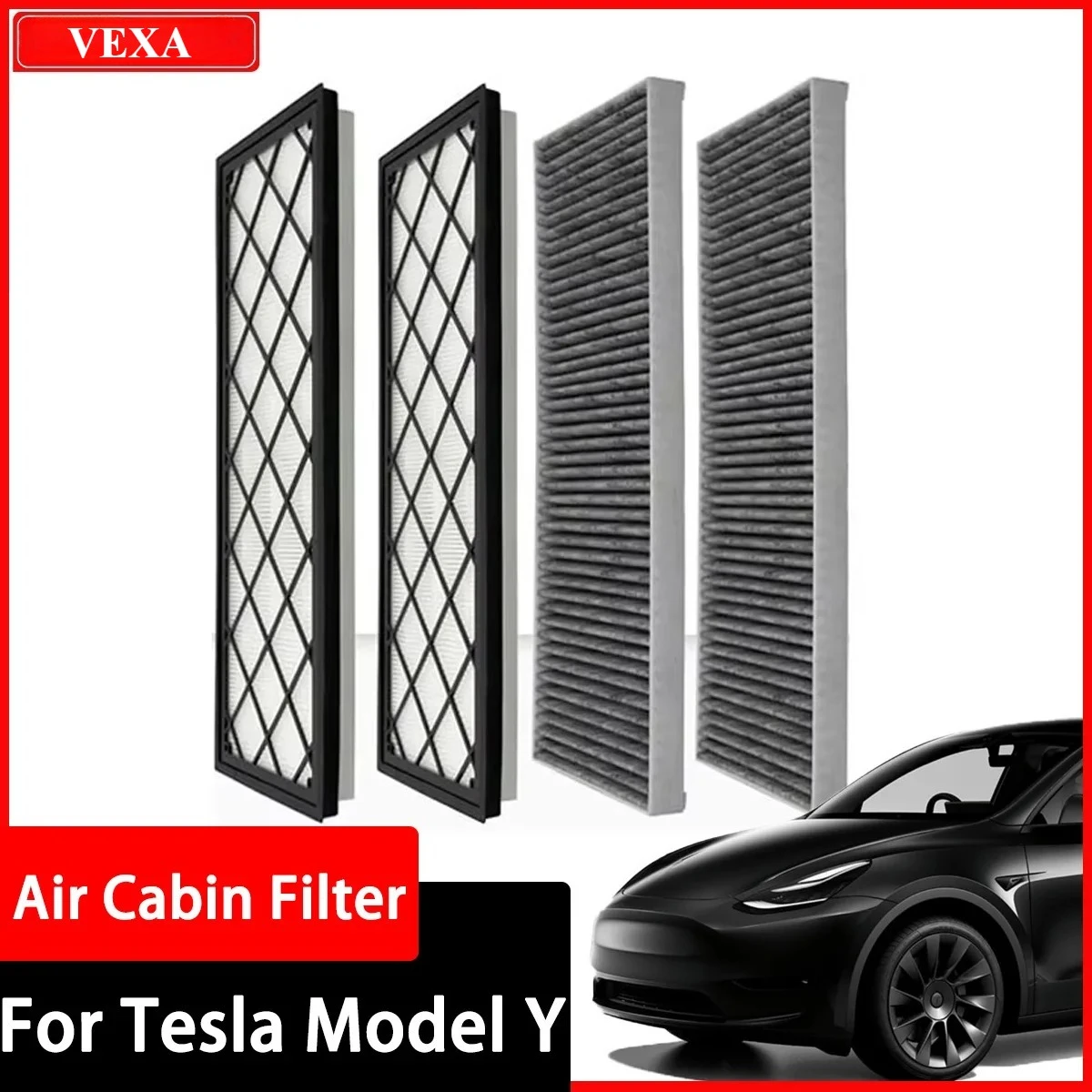 

4PCS Air Filter Activated Carbon External AC Filter Cartridge for Tesla Model Y Carbon Cloth Filter