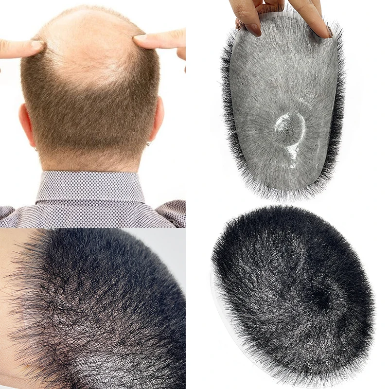 15*20cm 100% Human Hair Men\'s Short Buzz Cut Hair Thin Skin Toupee Men Human Hair Transparent Full Biological Scalp Prosthesis