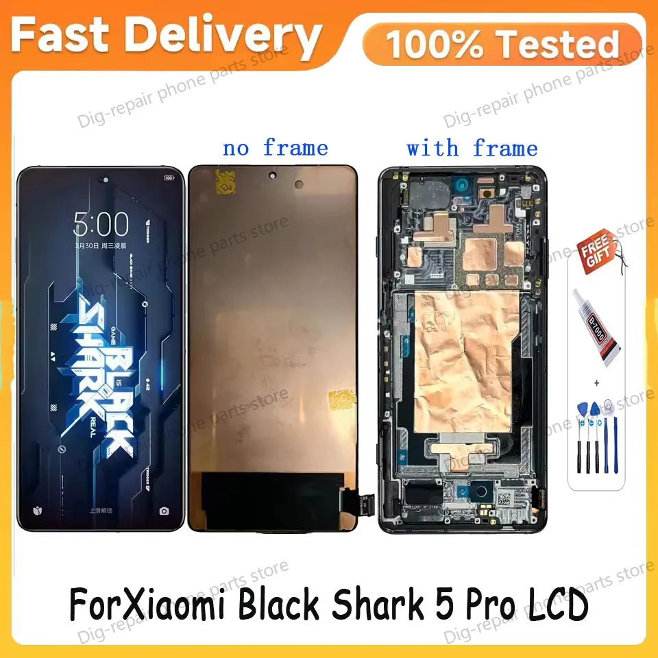 For BlackShark 5 Pro 5Pro SHARK KTUS-H0 LCDAMOLED 6.67' LCD For Xiaomi Black Shark 5 Pro LCD Display + Touch Screen Digitizer