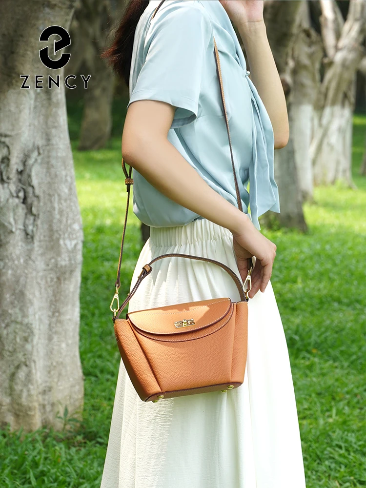 Zency Luxury Genuine Leather Tote Bag For Women Shoulder Crossbody Handbag Noble Top Handle Bags