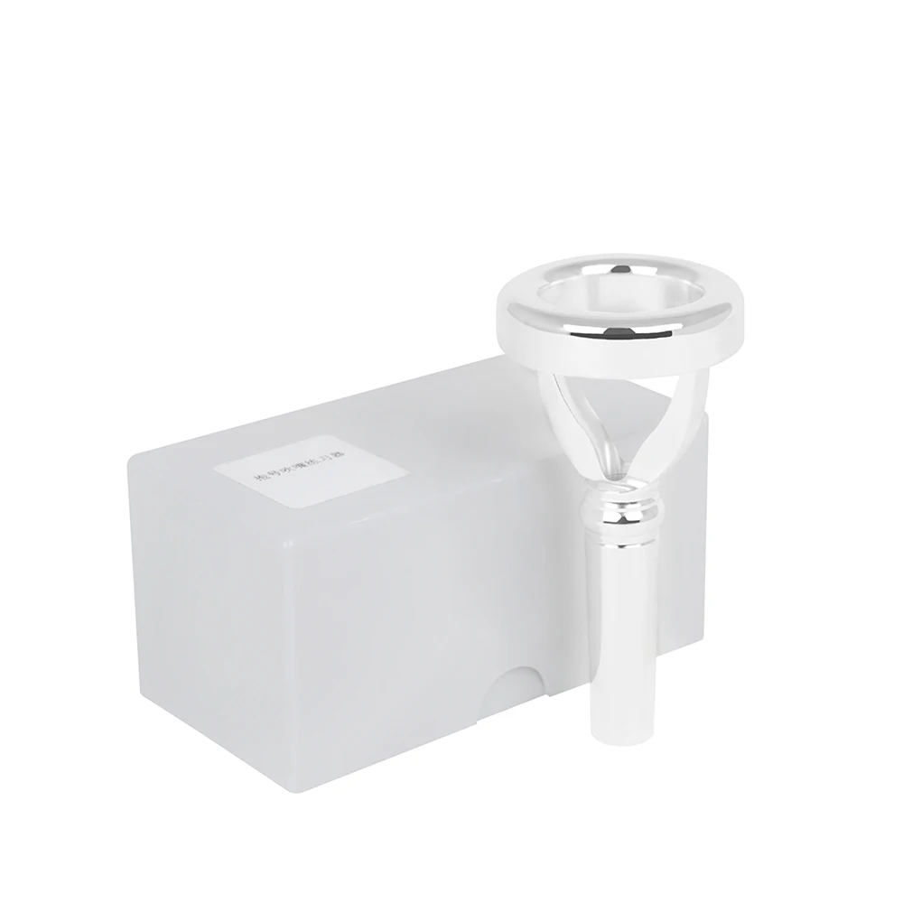 M MBAT 1PCS Bass Tuba Mouthpiece Exerciser Copper Alloy Material Silver Plated Mouthpiece Trainer Portable Brass Instrument Part