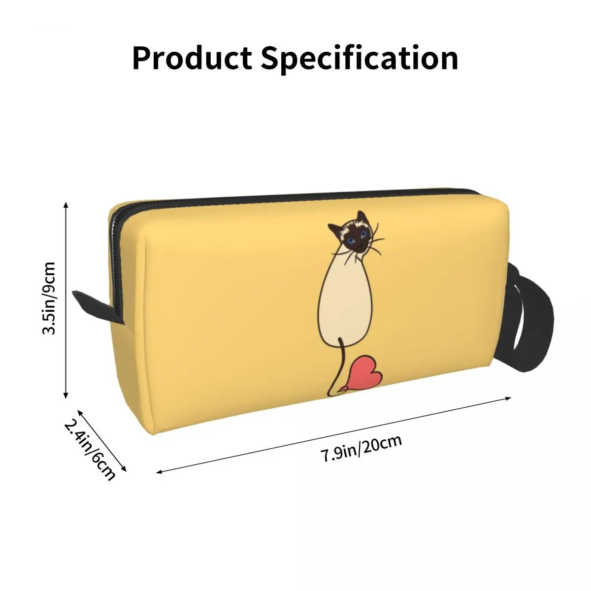 Love Siamese Cat-Yellow Makeup Bag Cosmetic Organizer Toiletry Cosmetic Bag for Women Beauty Travel Pencil Case