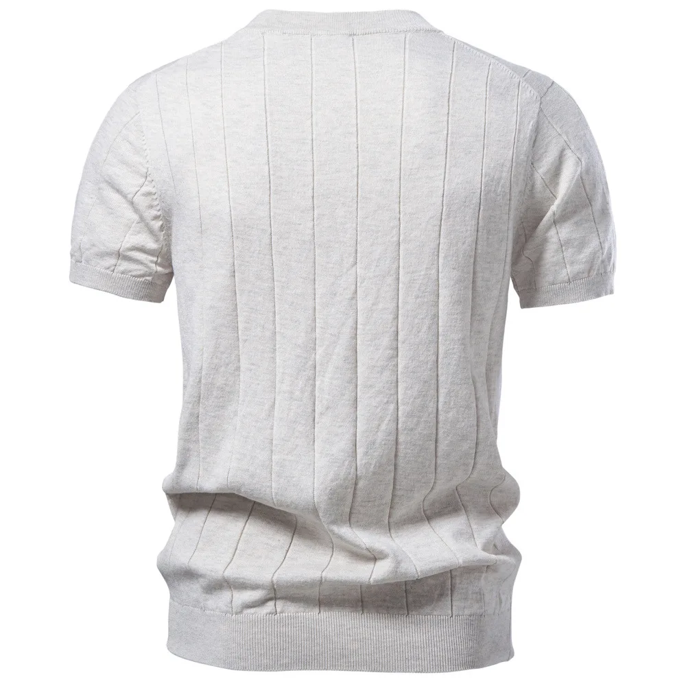 Men's Business Short Sleeve T-shirt Pure Cotton round Neck Woolen European Size 2026 Spring/Summer New High Quality