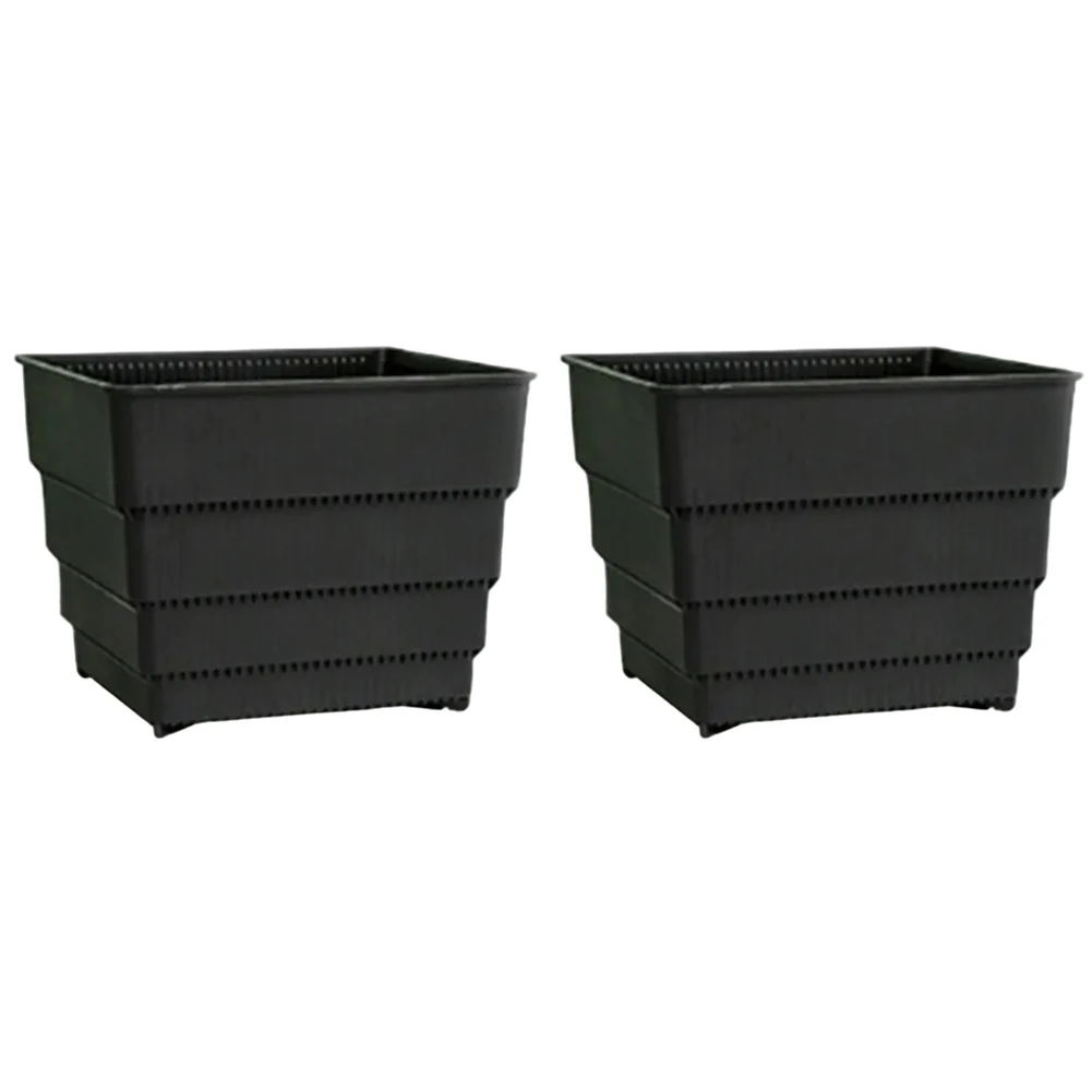 

2pcs breathable plastic flowerpots square root control design with drainage holes for indoor outdoor plant growth and decoration