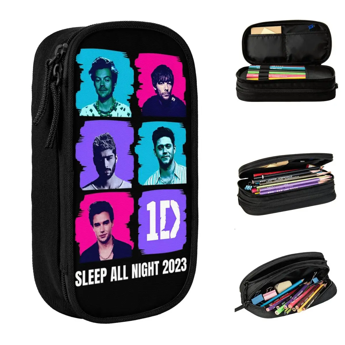 Ones Music And Directions Pencil Case Punk Music Band Pen Box Pencil Bags Girls Boys Big Capacity Supplies Zipper Pencilcases