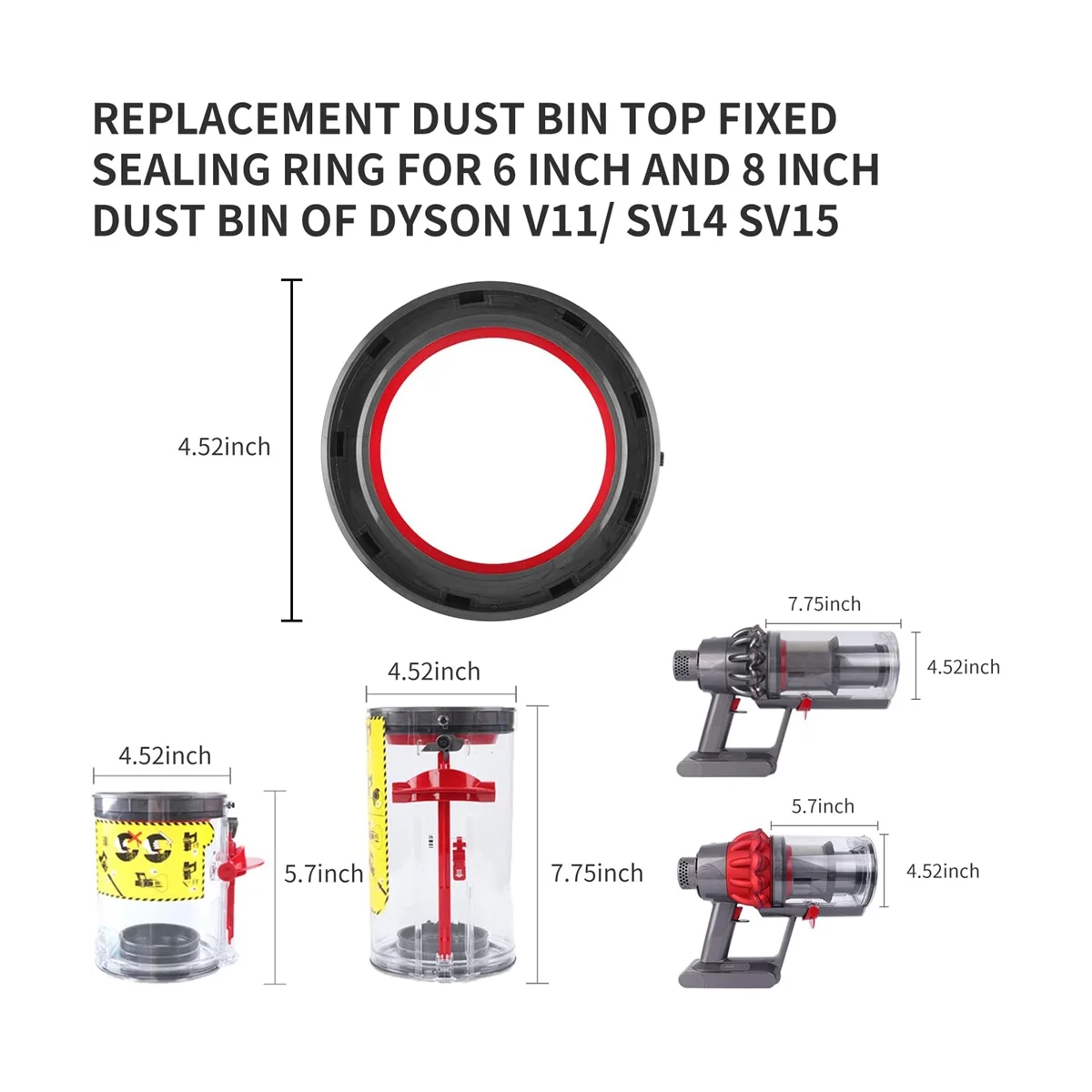 먼지통 상단 고정 씰링 링, 진공 V11 V15 SV14 SV15 SV22, 먼지 컵