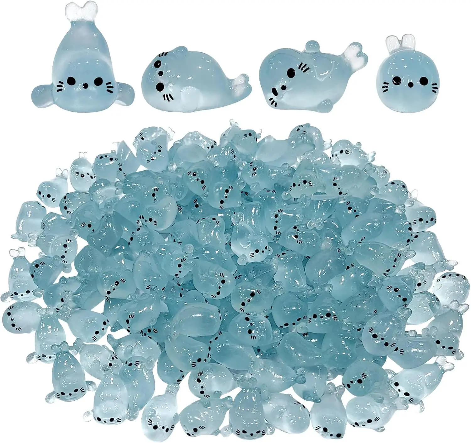 100/50Pc Glow in The Dark Mini Seal Figurines Cute Luminous Resin Sea Seal Pup DIY Tiny Ocean for Fairy Garden Aquarium Decor