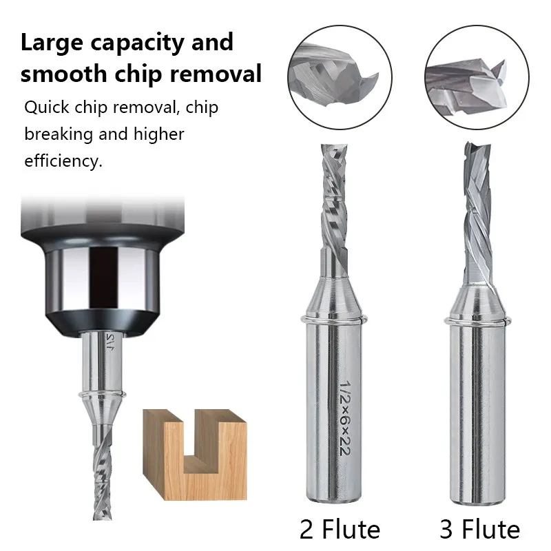 XCAN End Mill 1/2 Shank UP DOWN Milling Cutter TCT Compound Straight Router Bit Double Veneer Cutting Knife CNC Slot Cutter