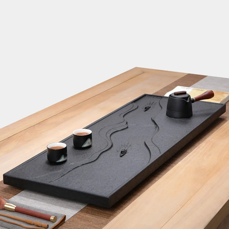 ^Japanese Rectangle Tea Tray Serving Marble Luxury Decorative Ceramic Tea Tray Ceremony Hospitality Bandejas Home Decorationgs