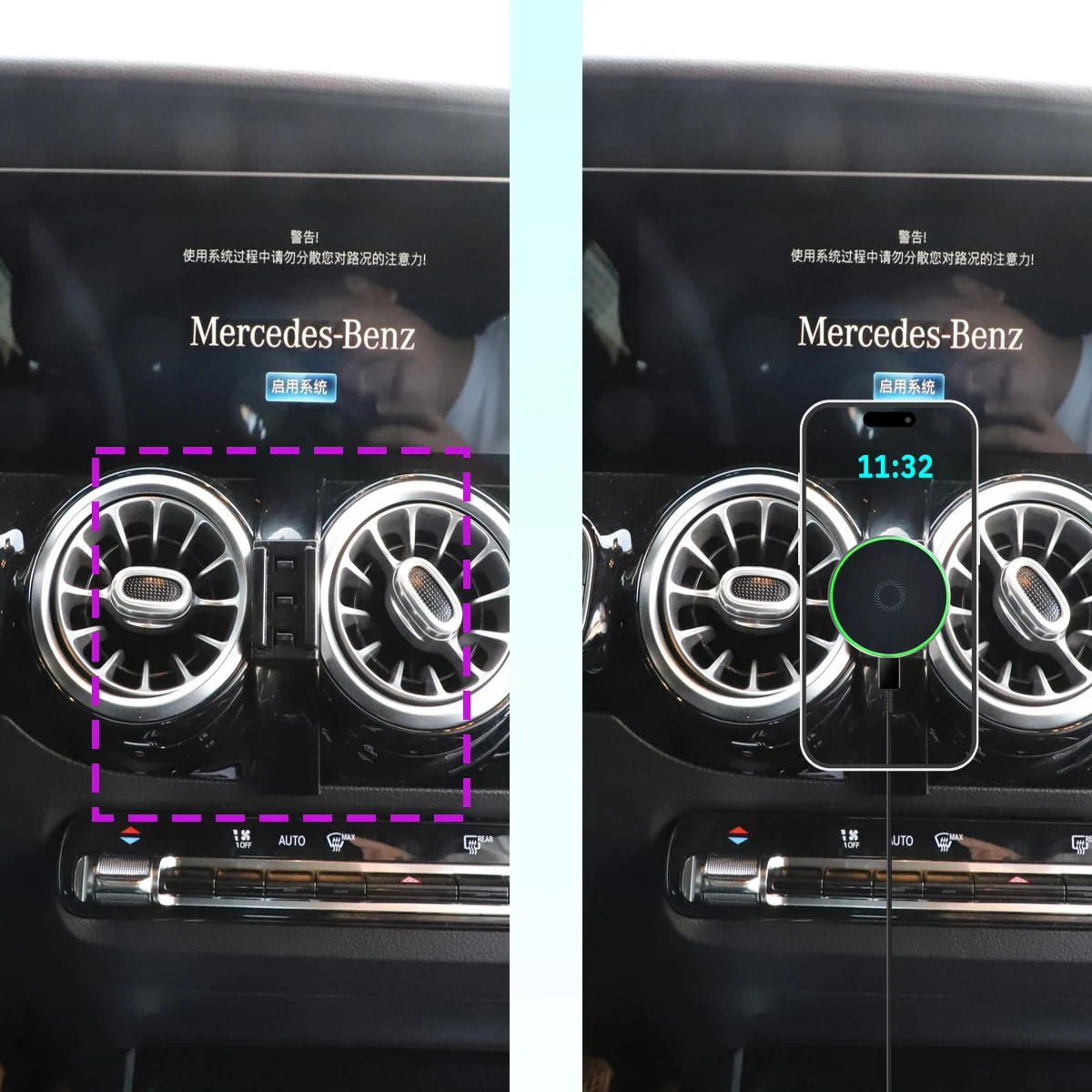 Designed for Mercedes Benz EQA 2022 2023 Phone Holder Car Magnetic Mount Smart Sensing Wireless Charging One-Touch Release Qi