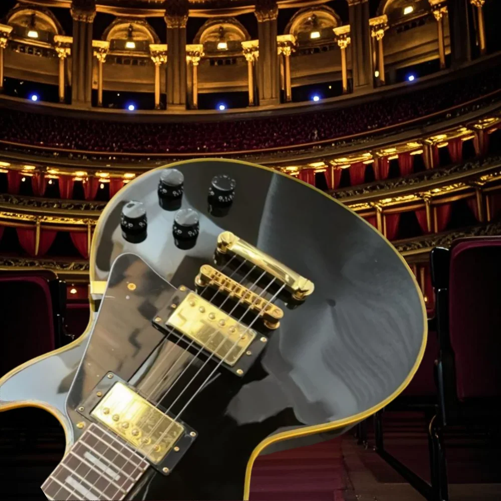 Envío gratis 6 cuerdas guitarra eléctrica negra Hardware dorado LPAUL en stock 2025 para principiantes