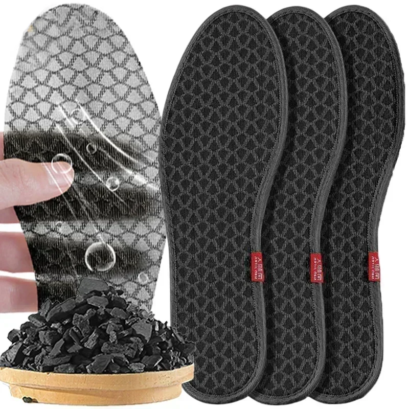 Bamboo Charcoal Deodorant Insoles Mesh Breathable Absorb-Sweat Shoe Pads Men Running Sports Shoes Insert Deodorant Insole