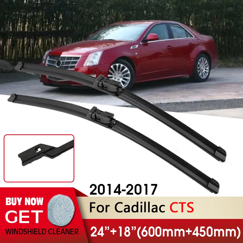 

Car Wiper Front Wiper Blades 24"+18" For CADILLAC CTS 2014-2017 Fit Push Button Arm Front Windscreen Wipers Auto Accessories