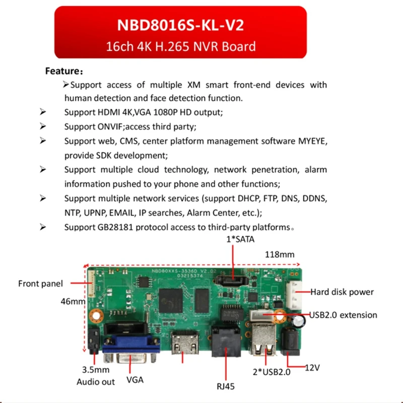 Imagem -03 - Nvr Network Digital Video Recorder Cabo Sata Detecção de Movimento P2p Cms Segurança Xmeye H265 H264 16 Canais 4k 5mp