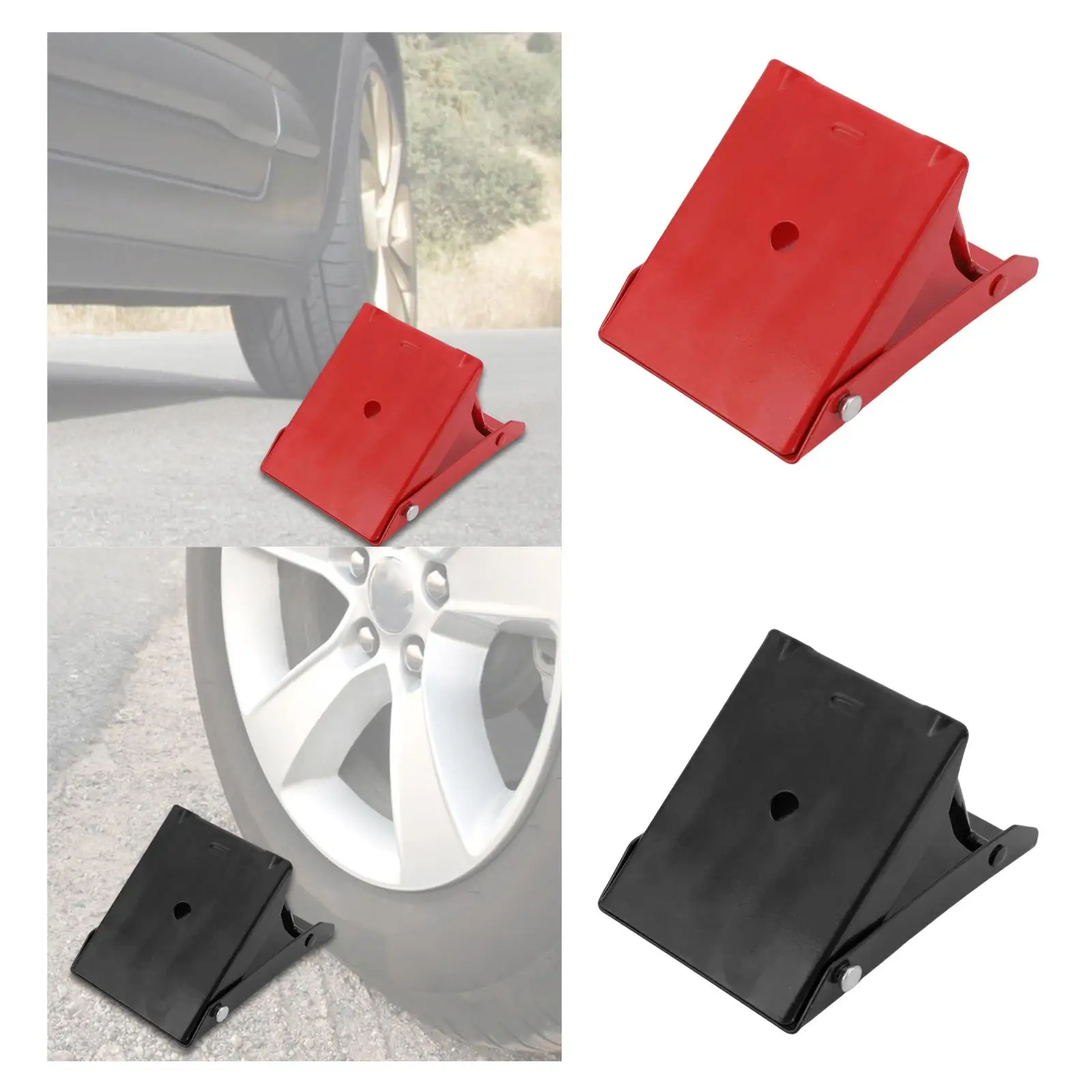 

Metal Folding Wheel Chock Block Durable Tire Stopper for Automotive Trailer RV Truck Caravan Secure Support