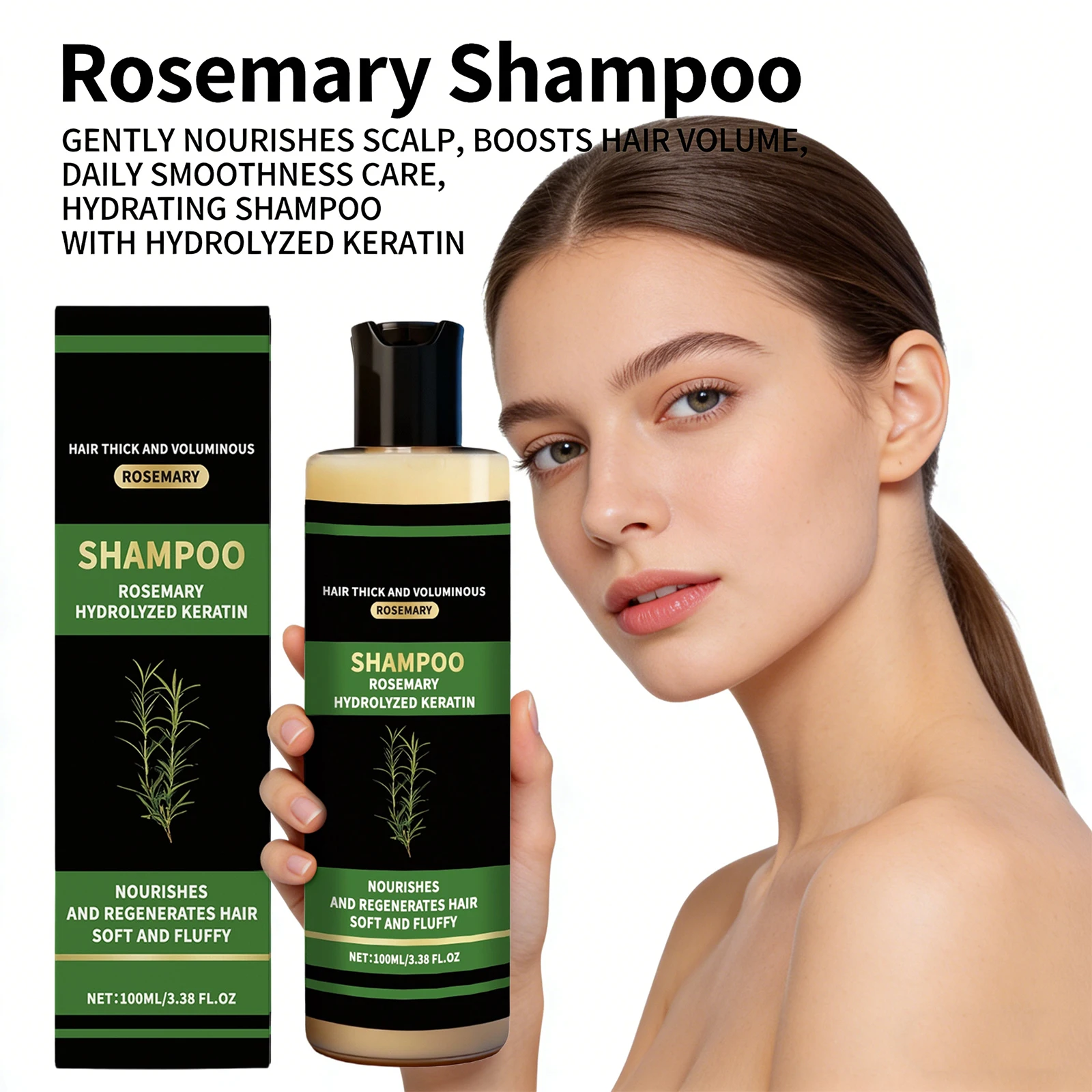 Rosemary Shampoo Hydrolyzed Keratin Shampoo Hair Thick Voluminous Oil Control Reduce Hair Breakage Damaged Repair Hair Care