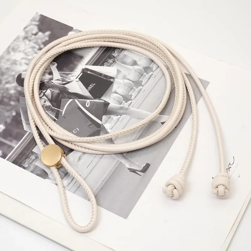 حزام لفستان قميص علوي رفيع حبل أنيق للنساء قابل للتعديل حزام خصر من الجلد المقلد حزام جلد تقليد متعدد الاستخدامات