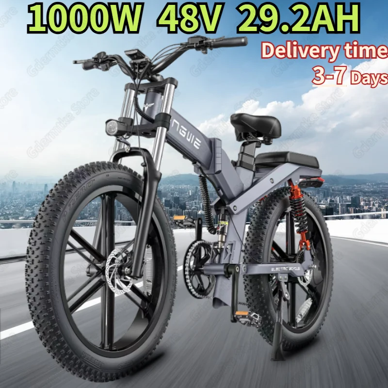 ENGWE Electric Bike 1000W Powerful Motor 48V29.2Ah Battery Hydraulic Brake Electric Bicycle 26*4*0 Inch Fat Tire Mountain E Bike