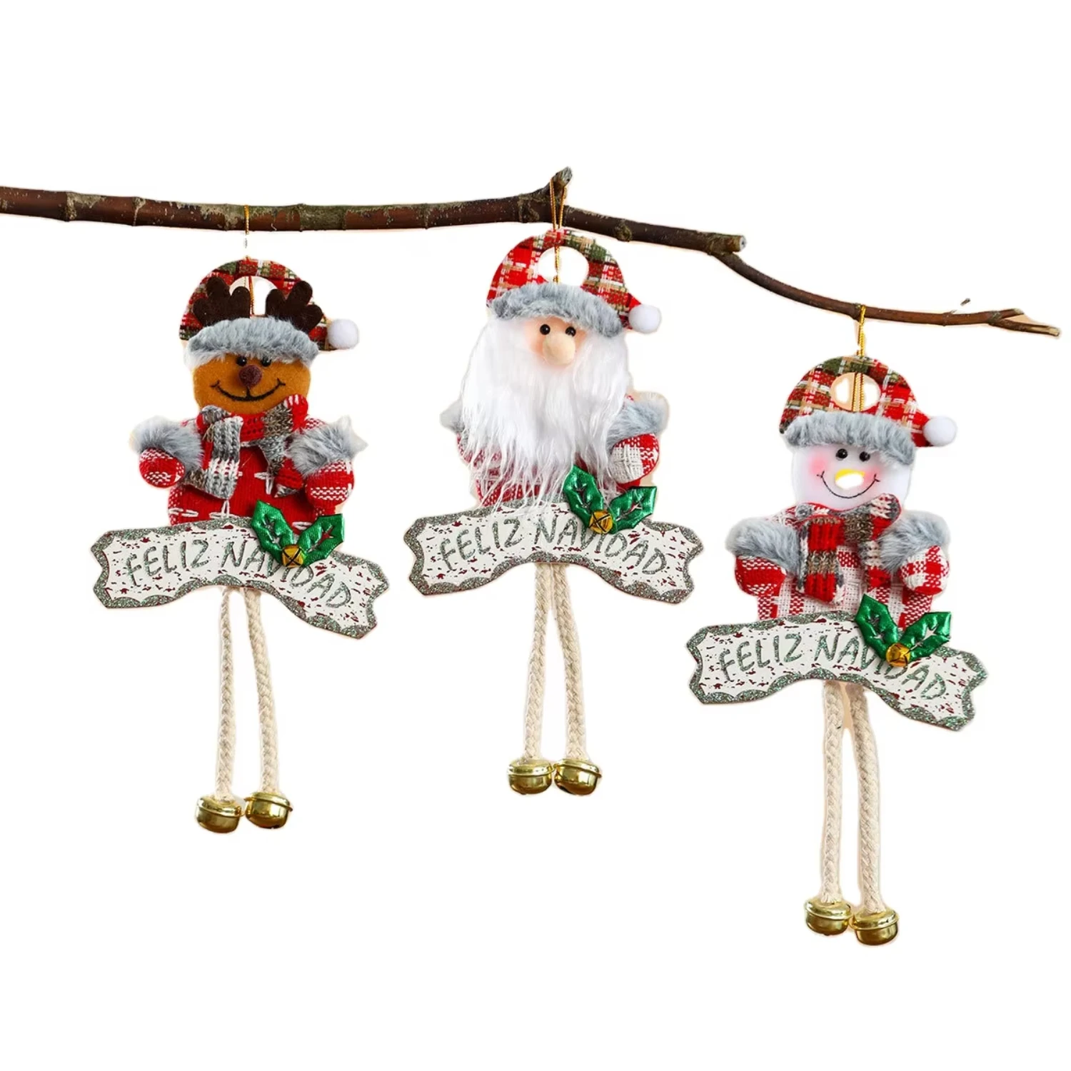 

Hot selling new Christmas board with letter tags, hanging feet with bells, Christmas tree decorations, Christmas